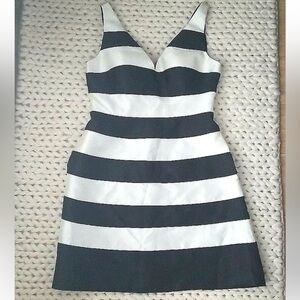 Adriana Papel Black and White Striped Cocktail Dress (sz 6)